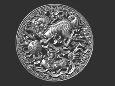 lions playing 3D print model