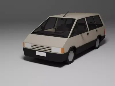 Low Poly 1980s Family MPV 3D Model Car10 Low-poly 3D model