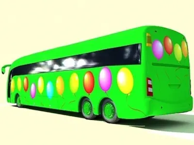 Collection of 5 Textured Buses 3D model