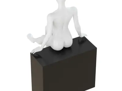 A female faceless mannequin sits on a black pedestal 97 3D model