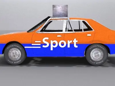 Mitsubishi sedan 1980 Low-poly 3D model