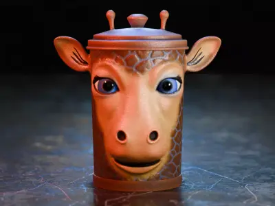 Recycle bin designed to resemble a giraffe head 3D model