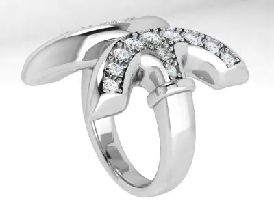 Half Circle Diamond Ring 3811 3D print model