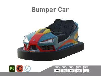 Bumper Car Blue Low-poly 3D model