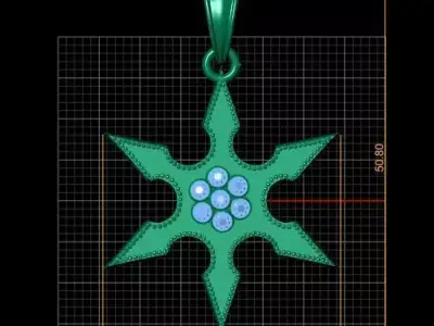 gold star pendant 3D printable model  3D print model