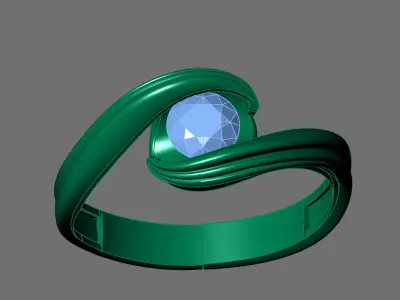 Womens Rings With Stone Ring Ready STL 3DM Models Rings women 3D print model 16