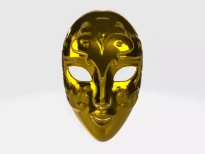 Elegant Golden Venetian Mask Low-poly 3D model