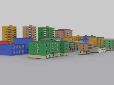 Pack houses 1 Low-poly 3D model