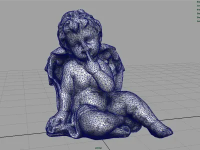 Angel statue of baby Low-poly 3D model