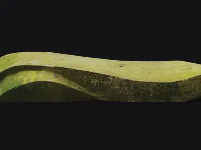 Old Stone Bench Covered Moss Concrete Slab Decorative 3D model