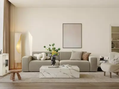 Mid Century interior scene  3D model