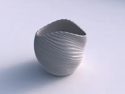 Bowl compressed and twisted with bent extruded lines 3 3D print model