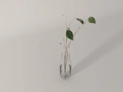 Glass vase with branches - Interior plant pot 3D model