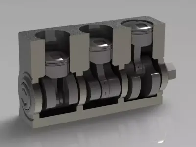 Three-Cylinder Engine 3D print model