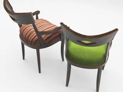 Dining wooden chair cartoon 3D model