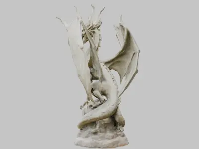Detailed Dragon Statue 3D Model Low-poly 3D model