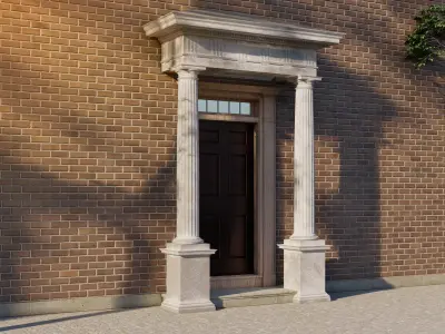 Portico Entrance Porch Door Surround with Doric Column  3D model