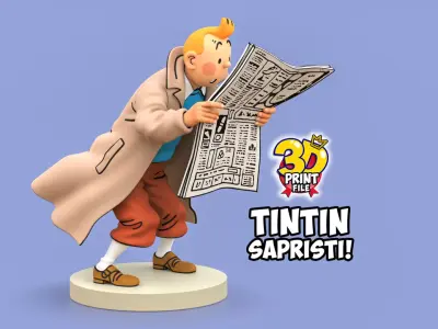 TINTIN sapristi with newspaper  3D print model