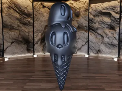 Ice Cream Skull Figure Fan Art Toy  3D print model