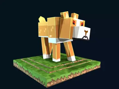 MineCraft Themed Dog - 3D Model and Textures Low-poly 3D model