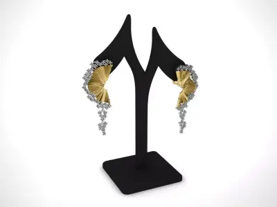 Elegant Earrings Jewelry Gold 3D print model
