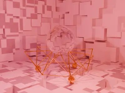 crystal sphere with triangles stands Free 3D model