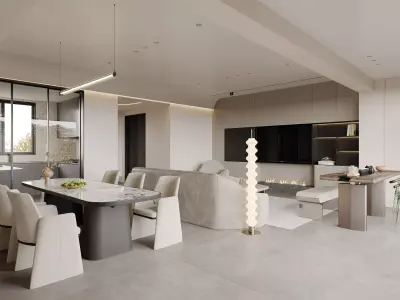 Modern living room dining room interior scenes 516 3D model