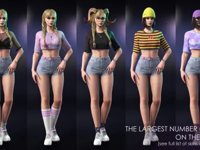 Streetwear Girl 3 - Casual Wear Girls Pack 1 Game-Ready Low-poly 3D model