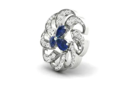 Earrings 3D print sapphire and diamond brooch 3D print model