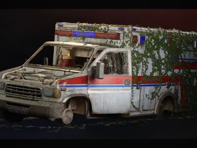 Ambulance - Interactable Vehicles UE4 UE5 Low-poly 3D model