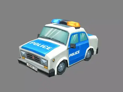 Cartoon police car Low-poly 3D model