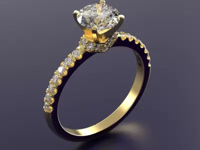 solitare engagement ring 004 3D print model