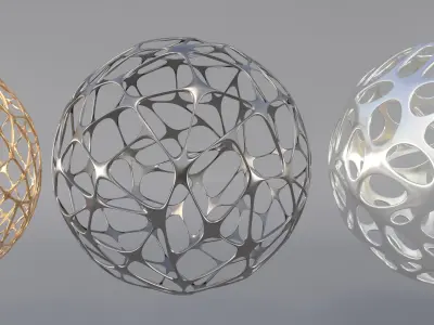 four metallic ornaments 3D model