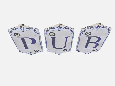 old stone pub sign Low-poly 3D model