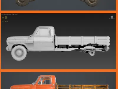 Ford F250 1967 - 1972 Low-poly 3D model