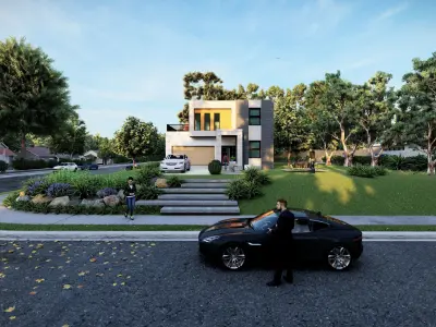 Four Bedrooms Modern House Model  3D model