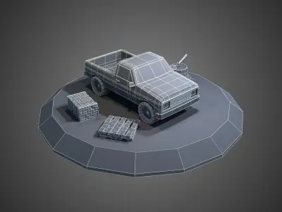 Low Poly Old Farm Truck Free low-poly 3D model