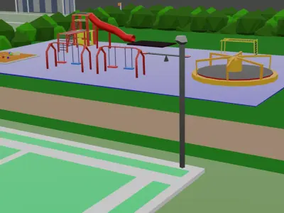 stylized low poly playground Free 3D model