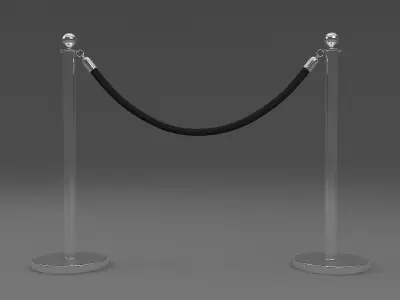 Barriers 3 metal barrier with rope 3D model