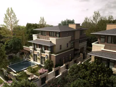 3D model of 2022 luxury fashion villa exterior 57 3D model