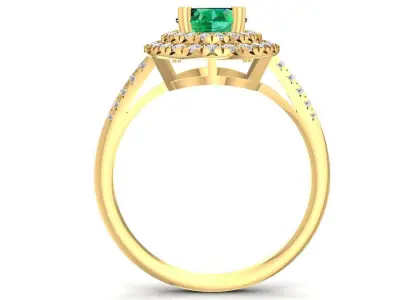 Luxury Oval Green Gemstone Double Halo Diamond Ring  2637 3D print model