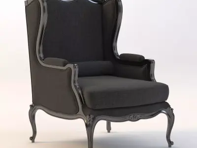 Louis Xv Style Gilded Wing Chair 3D model