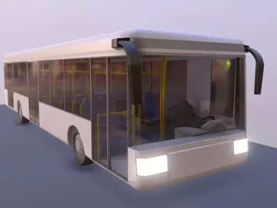 Low poly city bus with interior Low-poly 3D model
