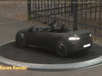 City Car 1 Compact Class Convertible Open Type-C Black  Low-poly 3D model