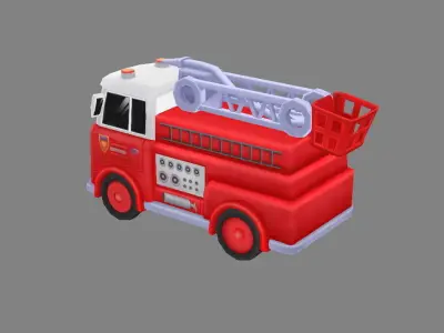 Cartoon toy fire truck Low-poly 3D model