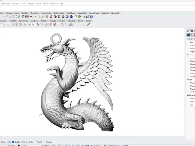 Dragon Statue Sculpture pendant jewelry gold 3D print model