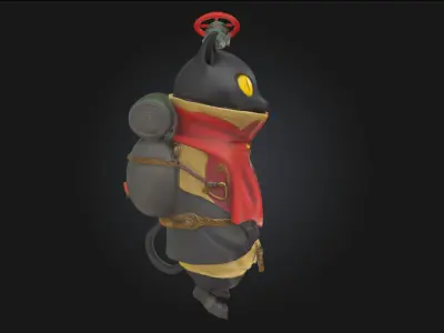 Cat Adventurer  Whimsical Explorer Character for Fantasy  3D model