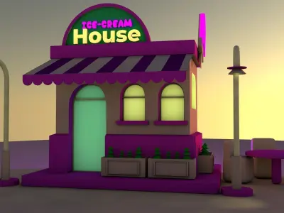 Ice Cream Shop Free low-poly 3D model