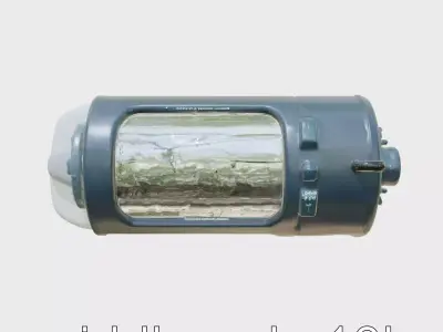 Black Cryogenic Capsule with Fogged Glass and Interface Modules Low-poly 3D model