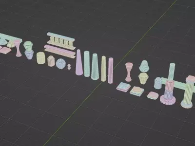 Architectural Modular Column Kit Set Ancient style 3D model